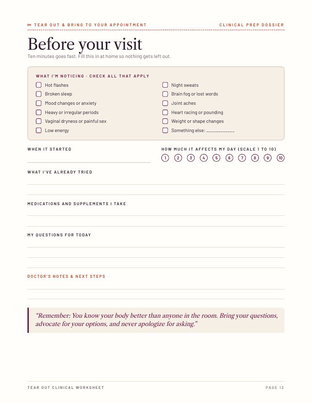 Page 12: Before your visit worksheet